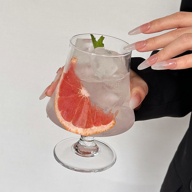 Inswind Taza de pie alto Taza de vidrio de hielo Taza de café americana Bebida fría Taza de agua burbujeante Taza de bebida Taza de cóctel