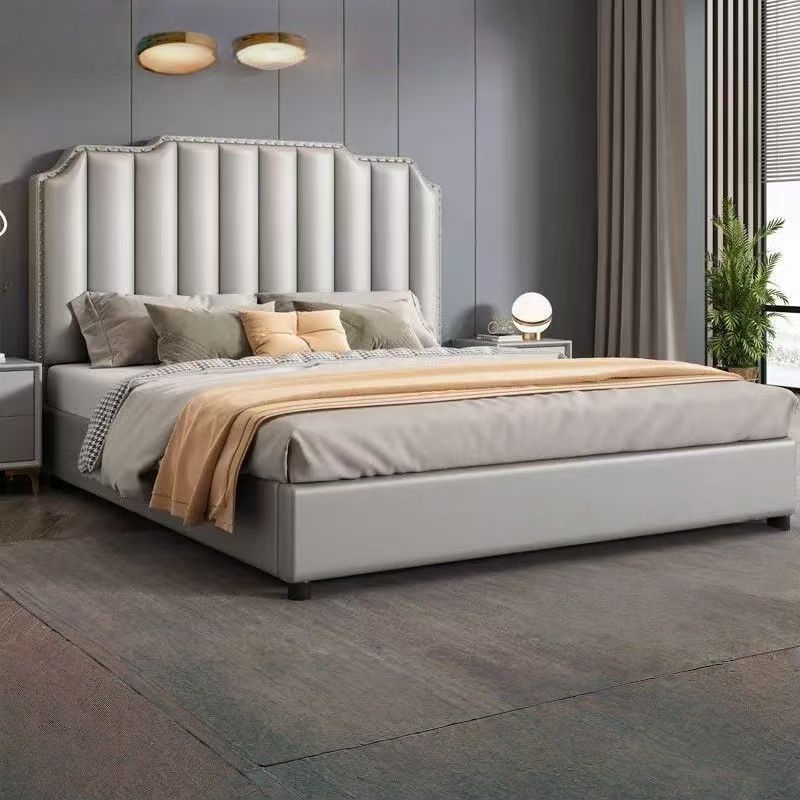 真皮床双人实木家用单人床轻奢主卧大床1米8法式婚床软包皮艺床