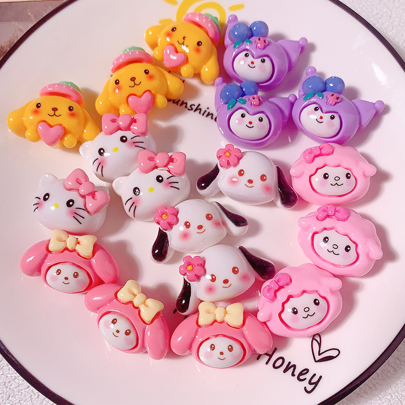 Nuevos dibujos animados semi-estereoscópios Sanrio DiDi accesorios de resina crema pegamento para el cabello adornos de cabello colgante de caso de teléfono móvil hechos a mano