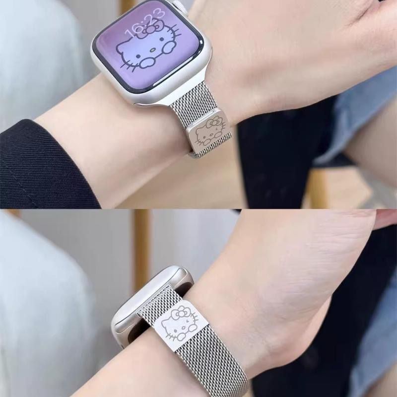Xiaomanyao Katie Meow Applewatch Milanese Watch Strap Suitable for iWatch Apple S10/9/8 Magnetic Suction 7