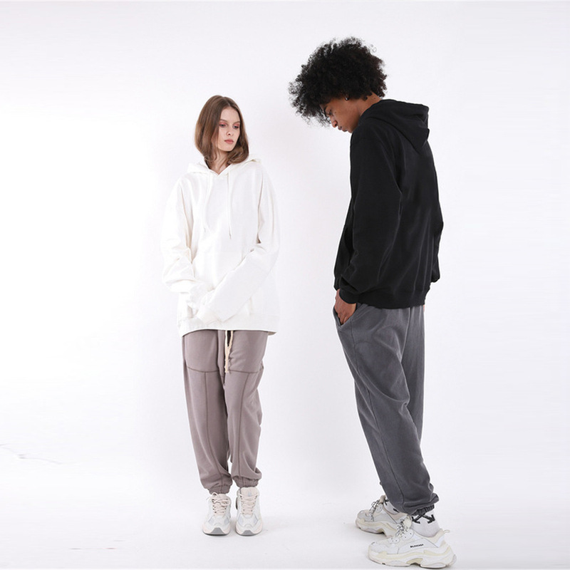 New Sweatshirt Men's Pure Color Pullover Hoodie Autumn and Winter Fleece-Lined Hooded Men's Trendy Blank Sweatshirt Printed Logo Multi-Color