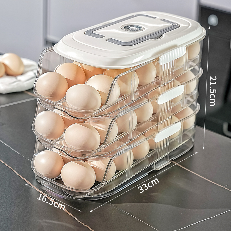 Patente de caja de huevos en stock nueva caja de almacenamiento de refrigerador de cocina casera transparente gruesa caja de almacenamiento de grado alimenticio personalizada