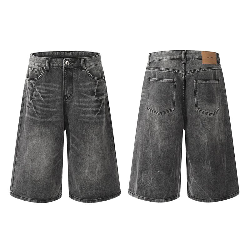 High-Waisted Denim Shorts For Women & Men - Vintage Washed Clean Fit Straight Leg Wide Leg Cropped Pant_viptrois.com