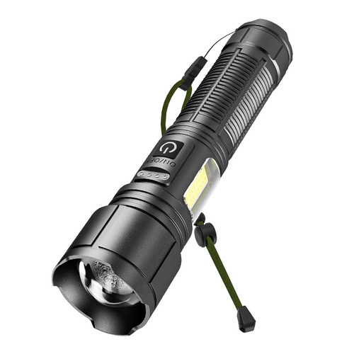 Cross-border zoom white laser super bright flashlight USB input and output outdoor COB power display high-power flashlight