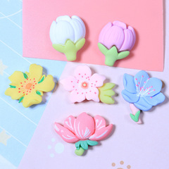 New simulation lotus cherry blossom resin accessory DIY cream phone case hair ornament cup earphone case decoration