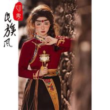 新款藏族服装女款贵族藏袍写真西藏旅游拍少数民族风藏式舞蹈服饰