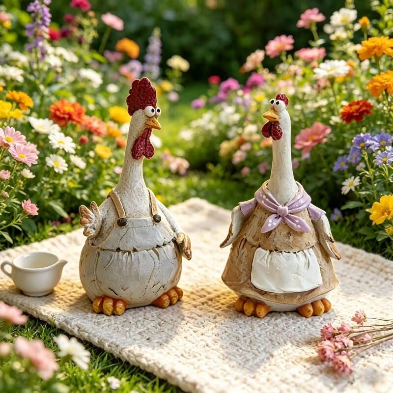 Charming resin chicken ornament, American country style, perfect for decorating your desk or living room bookshelf Charming resin chicken ornament, American country style, perfect for decorating your desk or living room bookshelf