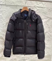 跨境可扫码拉夫RL男女款小马刺绣连帽可拆卸防风防水保暖棉服外套