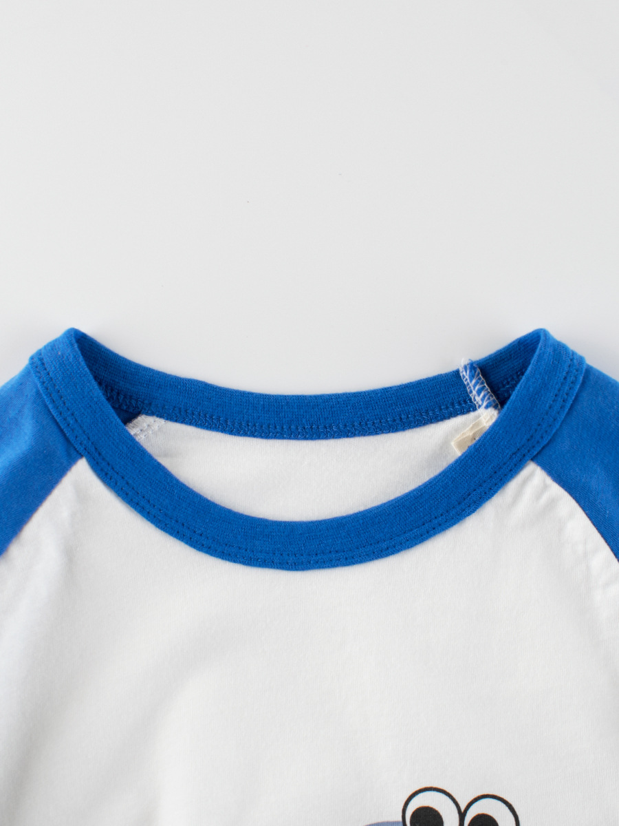 27kids marca ropa para niños verano nuevo estilo coreano dibujos animados para niños dinosaurio camiseta impresa de manga corta cabello de una pieza image 3
