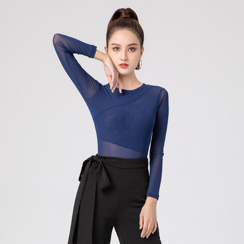 New Latin dance clothing tops for female adults to dance national standard modern dance one-piece dance clothes professional body training clothes