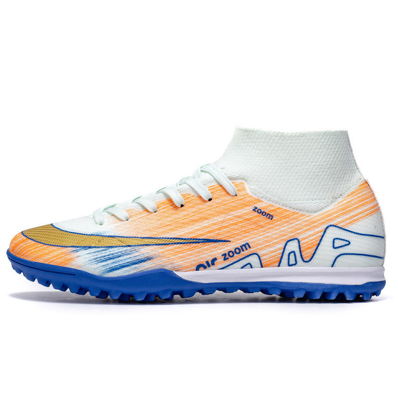 Zapatos de Fútbol de Caña Alta TF AG de Cuero Sintético y TPU Ligero para Césped Natural y Artificial