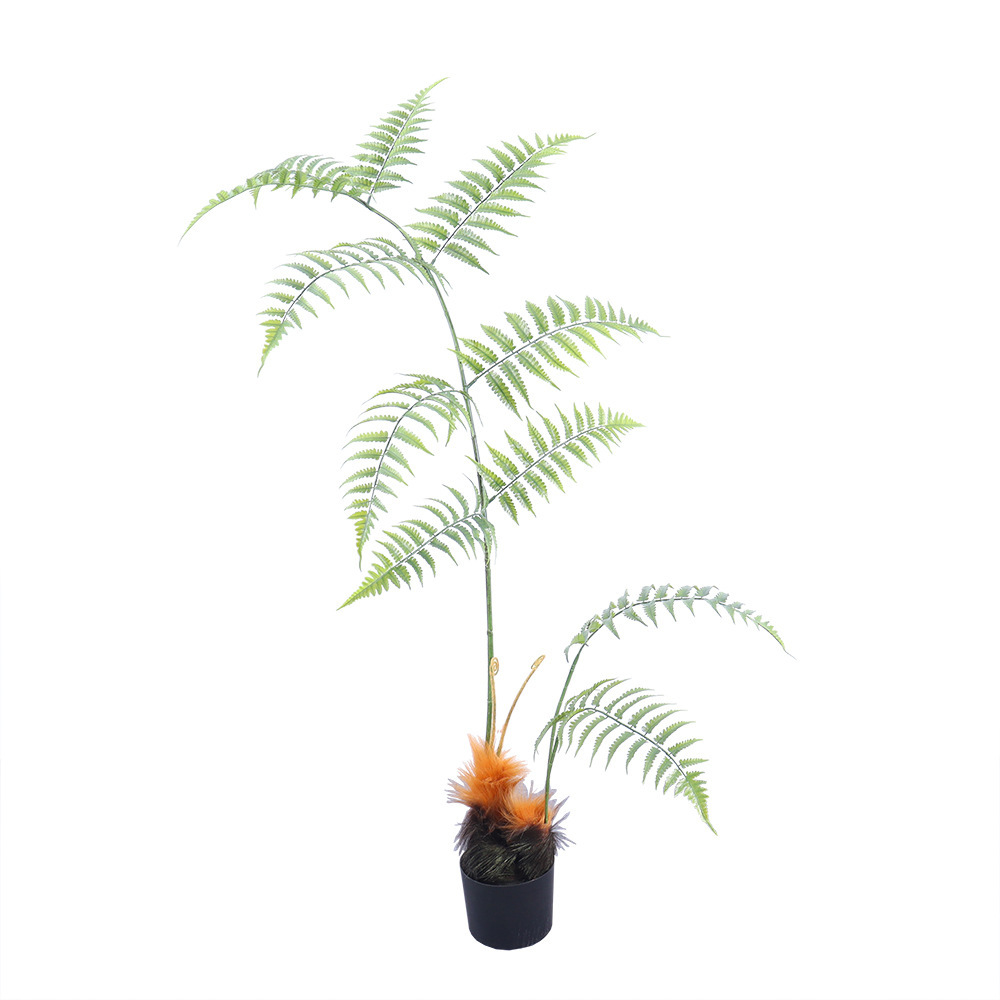 Simulación paisajística de helecho de cabeza de mono plantación de maceta de seda dorada decoración interior plantación de plantas falsas de alta simulación