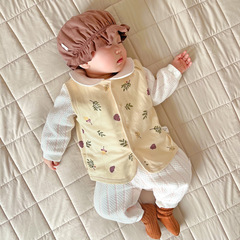 Newborn Baby Double Layer Cotton Vests Baby Ins Nordic Style Skeleton Basic Cardigan Versatile Backless Tunic