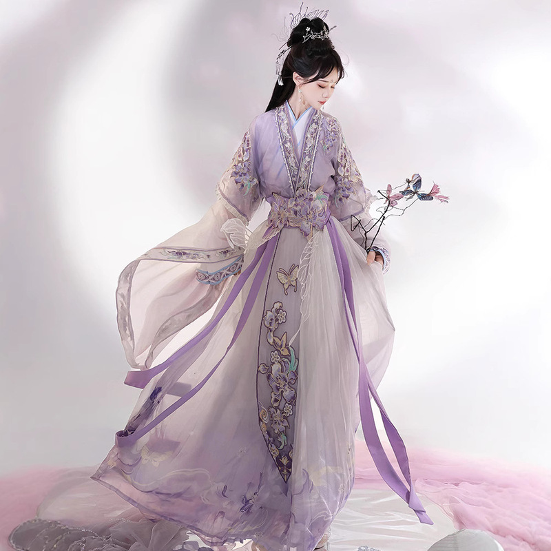 [Donglai] Spring and Summer New Wei Jin Restoration Women's Hanfu Immortal Suit Traditional Guofeng Collar Half Sleeve Hanfu