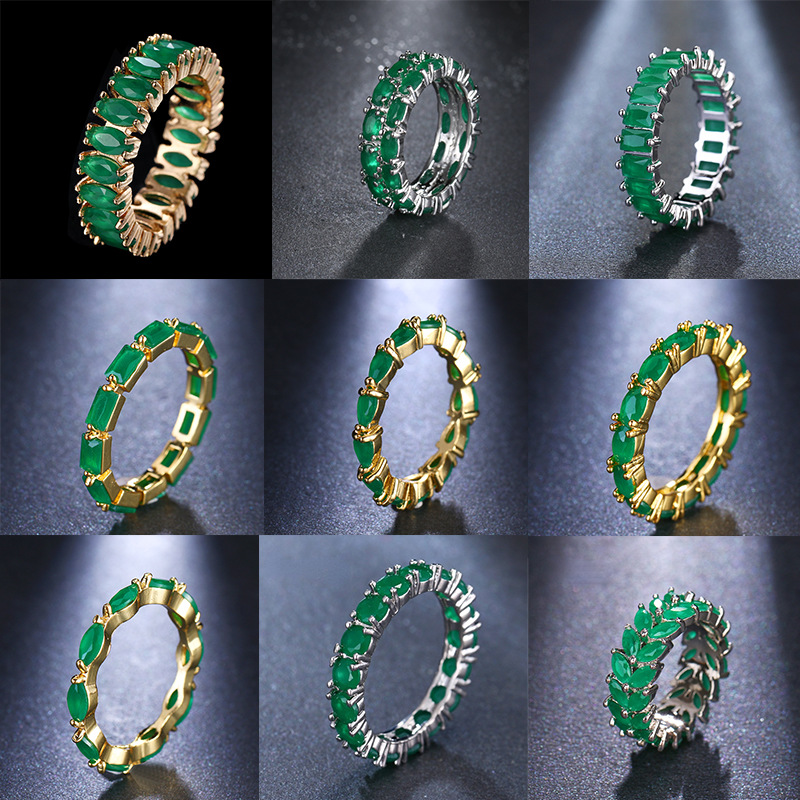green ring with zircon