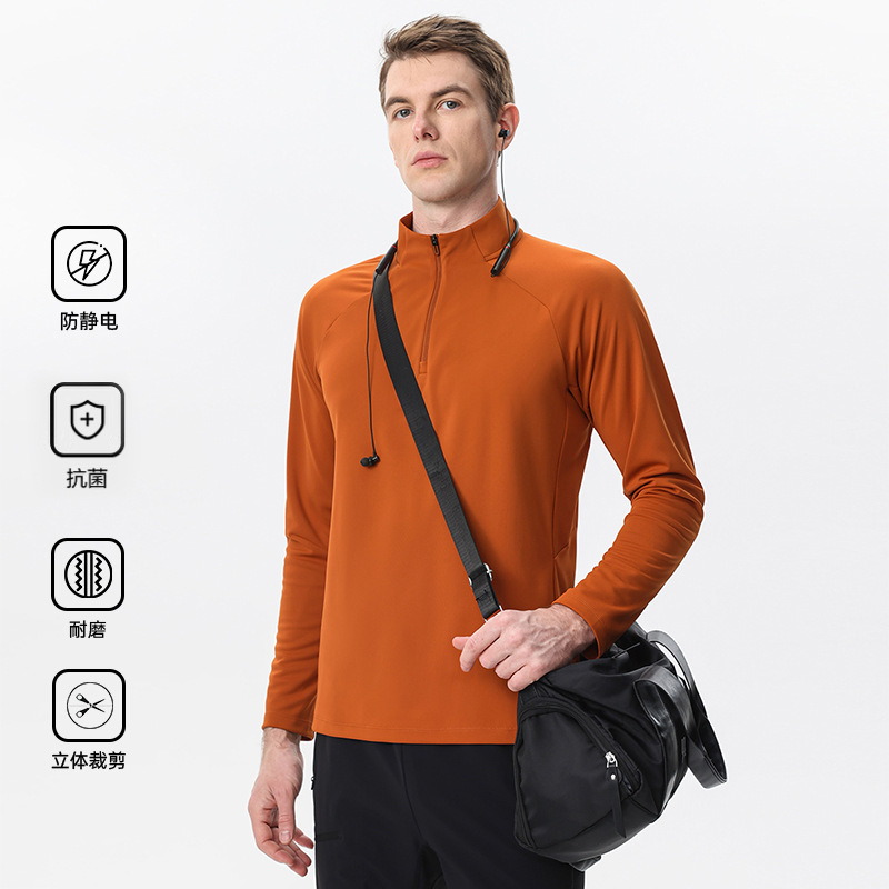 디지아 같은 스타일! 야외 봄과 여름 남자의 수직 칼라 반 지퍼 빠른 건조 라이트 양털 캐주얼 스포츠 땀