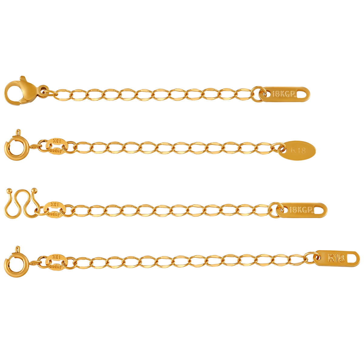 延长链批发 18K不锈钢刻字5cm尾链龙虾扣W扣diy项链手链饰品配件