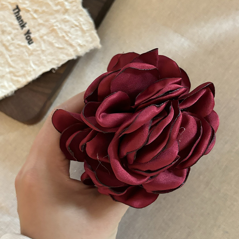Grande pinza per capelli a fiore in raso per acconciature_voghion.com