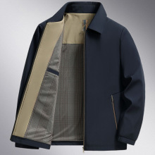 中年男士外套翻领夹克衫春秋季中老年人上衣服薄款爸爸装爷爷褂子