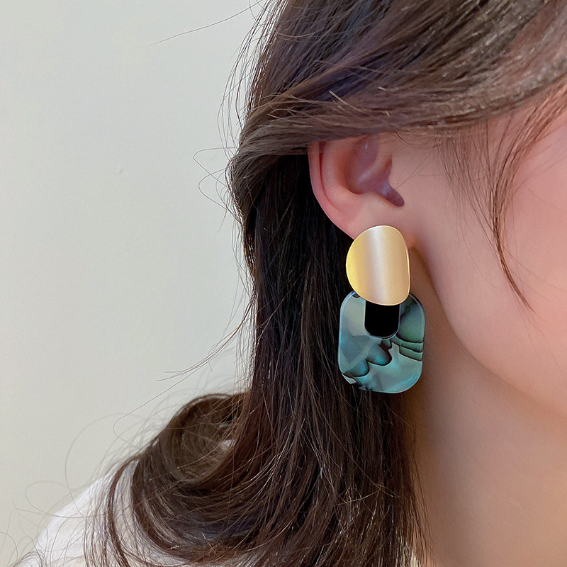 真金电镀银针豹纹星星圆圈耳环欧美潮流设计感耳坠气质氛围感耳饰详情25