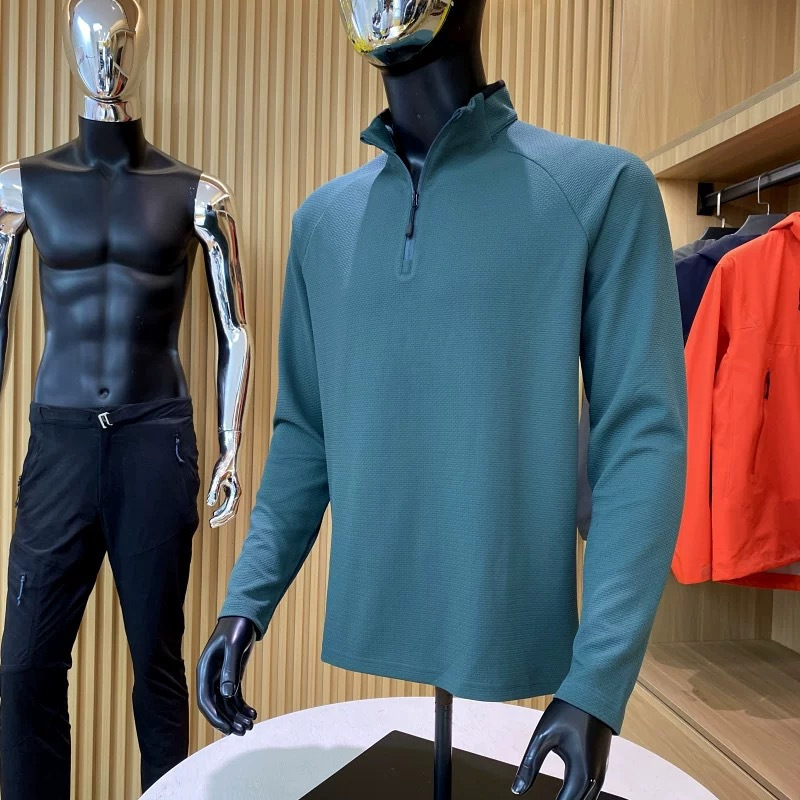Dijia Style Outdoor Half Zip Vertical Collar Sweater Men's Autumn and Winter Base Long Sleeve T-Shirt Four-sided Elastic Sports Top Dijia Style Outdoor Half Zip Vertical Collar Sweater Men's Autumn and Winter Base Long Sleeve T-Shirt Four-sided Elastic Sports Top