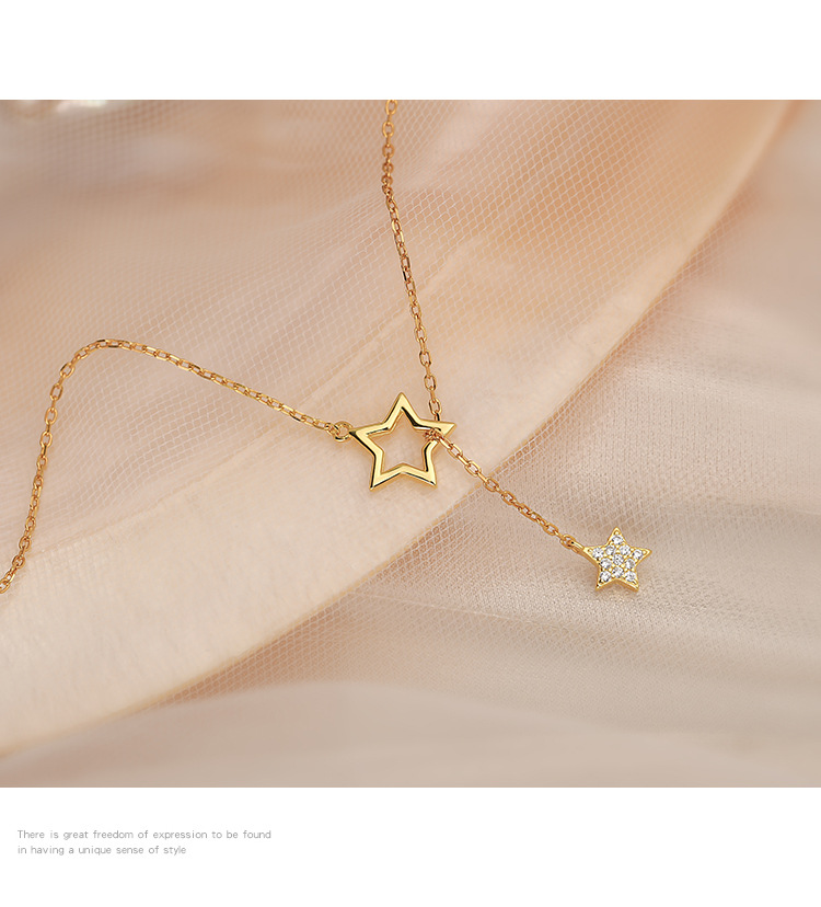 Damen Stern Halskette Mit Quasten Und Strasssteinen Elegant_voghion.com