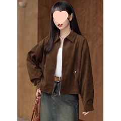 开春外套咖色美拉德小众外套新款美式复古小个子短款夹克上衣灰色
