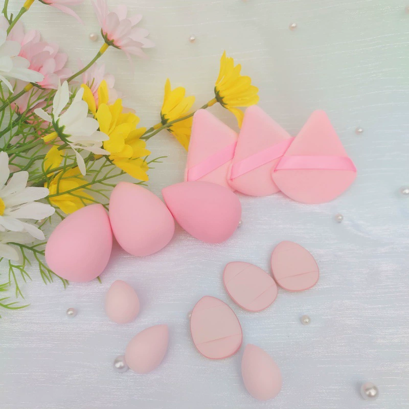 Cosmetic Sponge Set, 12-piece triangular & teardrop makeup blenders, assorted colors