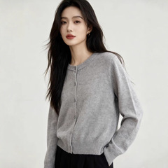 基础款~圆领羊毛纯色开衫女装0921-145G