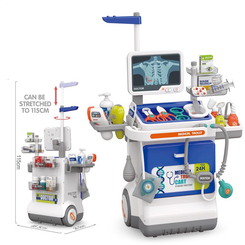 Niños transfronterizos simulación médico ECG escritorio médico aspiradora limpieza carrito jugar casa supermercado compras Juguetes