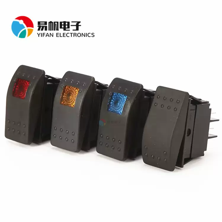 供应房车游艇12V防水LED带灯汽车开关 船型拨动开关按钮带灯开关