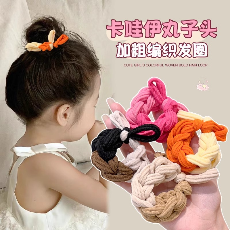Coreano simple color de niños anillo de cabello de dopamina de alta elasticidad para niñas trenzando cuerdas de cabello gruesas para atar la banda de la cabeza