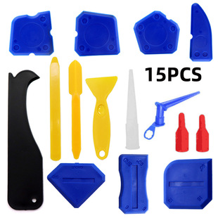 Cross-border 15-piece Set Caulking Tool Kit Silicone Sealer Grouting Sealing Scraper Beauty Seam Nozzle Applicator