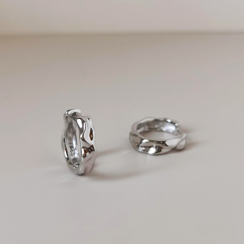 6g Weight 925 Sterling Silver Ear Needle Material Hoop Earrings Classification 1 Pair Quantity Casual, Holiday, Daily Occasion 925 Sterling Silver Material Irregular, Solid Color Pattern Women's Gender Plating, Pleated Design Simple Style, Classic Style, Commute Style 1 Pair 925 Sterling Silver Irregular Solid Color Hoop Earrings 5