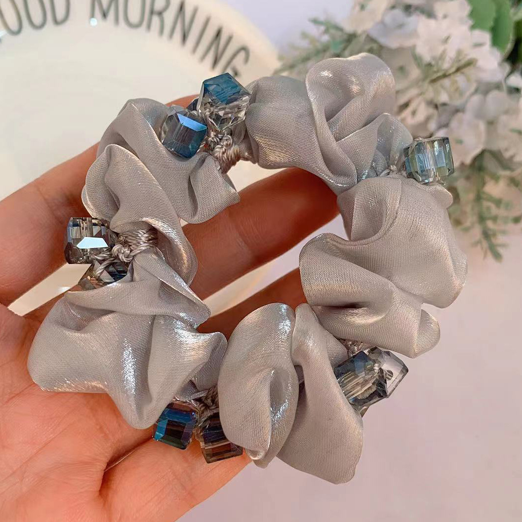 Hair Accessories Hair Rope Hair Accessory for Ponytail Rubber Band Elegant Ins Korean Hairtie Female Adult High-End Crystal Small Intestine Hair Ring