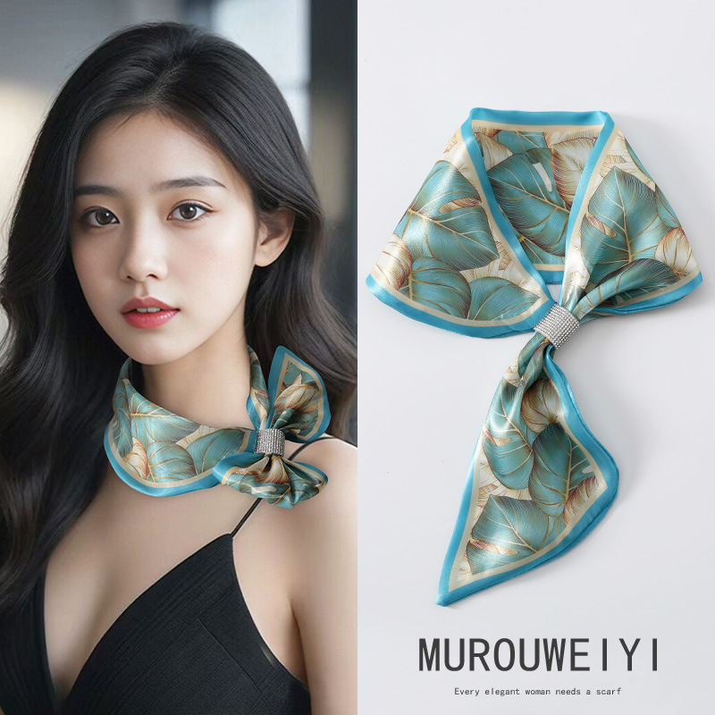 (스트리머 원사) 청록색 루오잎 작은귀 머플러 13*75cm