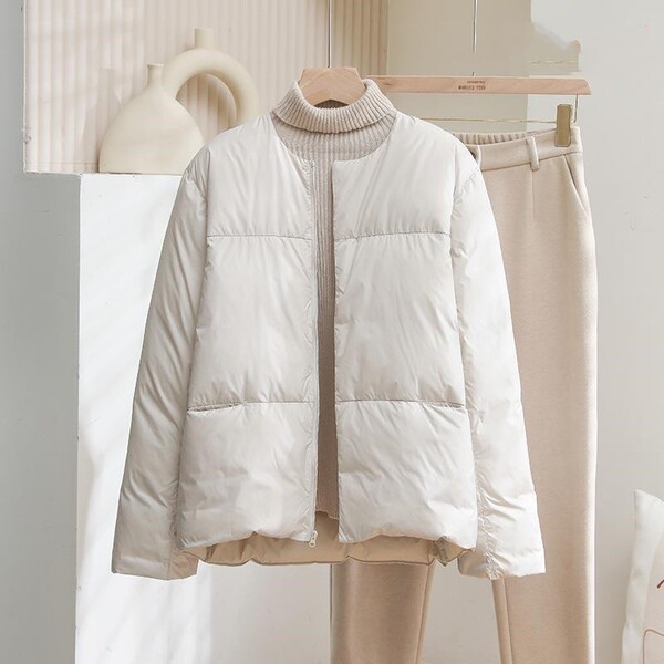 Winter solid color thin short down jacket for leisure
