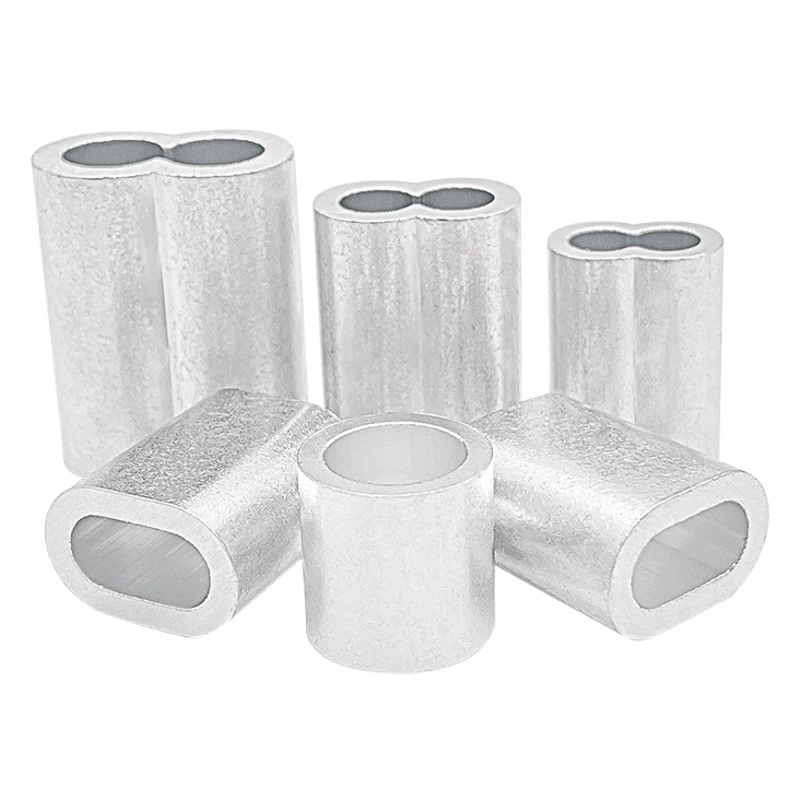 Овальная алюминиевая втулка, алюминиевая пряжка с одним отверстием, обработка алюминиевой втулки с проволочной трубкой и прессование троса, прямые продажи с фабрики, скидка на большие объемы