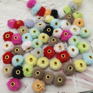 Cross-Border Imitation Rabbit Fur Plush Hanging Ball Spacer Beads 20mm Straight Hole Fur Ball Beads DIY Mobile Phone Chain Jewelry Accessories
