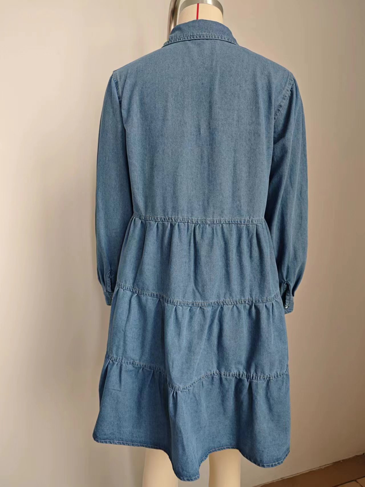 Spring Washed Loose Casual Denim Dress Midi Dress for Women