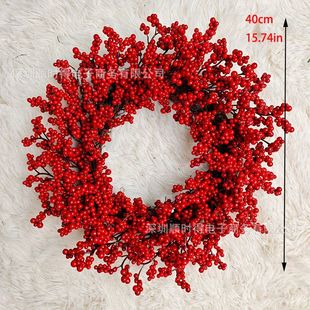 Shunshi Amazon new Christmas red fruit Garland Holly Berry Wreath Christmas decoration red foam