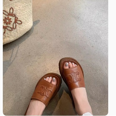 [셰이크 수 이닌] 섬 홀리데이 ~ 개선문 레트로 두꺼운 바닥 슬리퍼 여름 여성용 샌들