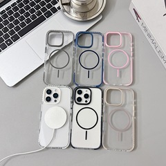Apple 16 高透明 2 色ケース Apple 16pro 細い磁気落下防止保護ケース 2.0 厚さの保護ケースに適しています。