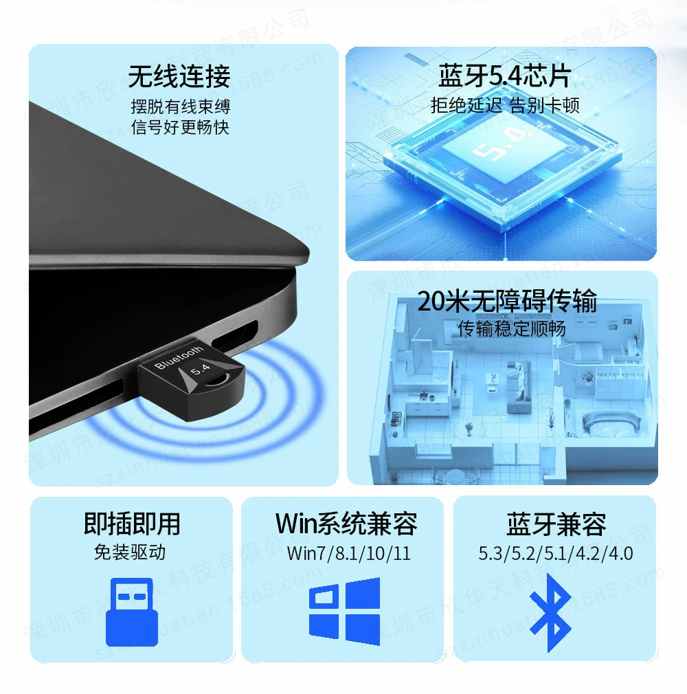 Адаптер Bluetooth 5.4 бесплатный драйв настольная машина компьютер внешний USB Bluetooth ресивер запуск Bluetooth 5.4