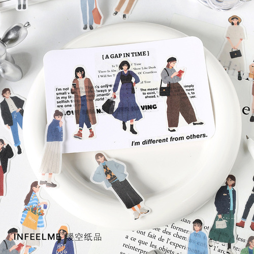 Infeel.Me Japanese paper sticker pack Street style girl series literary girl handbook DIY decorative stickers 40 sheets 6 styles