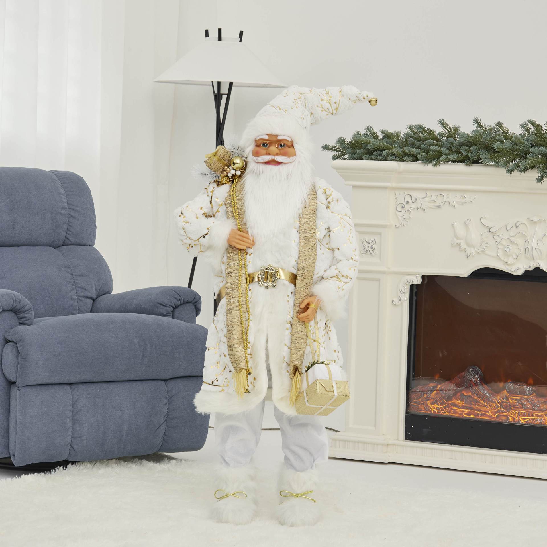 Golden Santa Claus decoración 30/45/60cm Navidad muñeca ventana decoración del hogar creativo nuevo transfronterizo