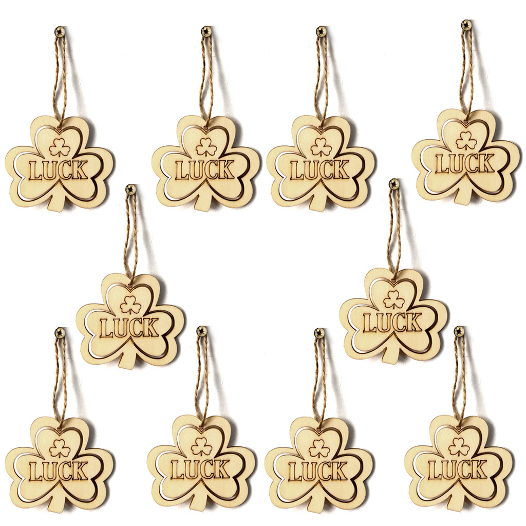 2022 Día de San Patricio fiesta de madera DIY trébol pequeño colgante Festival irlandés artesanía de madera