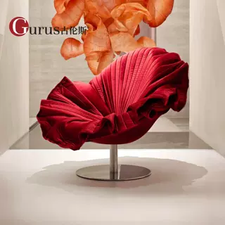 花瓣椅设计师款荷叶花朵梳妆椅子玻璃钢布艺沙发椅会客卧室休闲椅