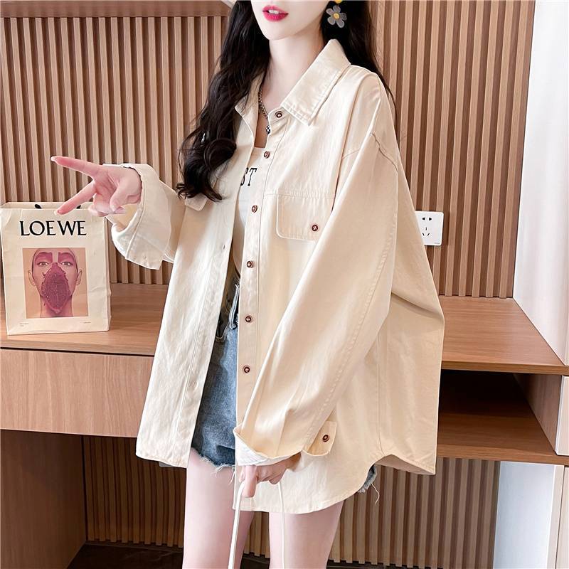 Casual Versatile Denim Shirt Coat Women's 2025 New Spring Loose Lazy Style Mid-length Western Style Coat