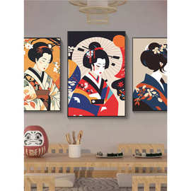日式寿司料理店装饰画日本和服仕女挂画东京烤肉寿喜烧居酒屋挂件